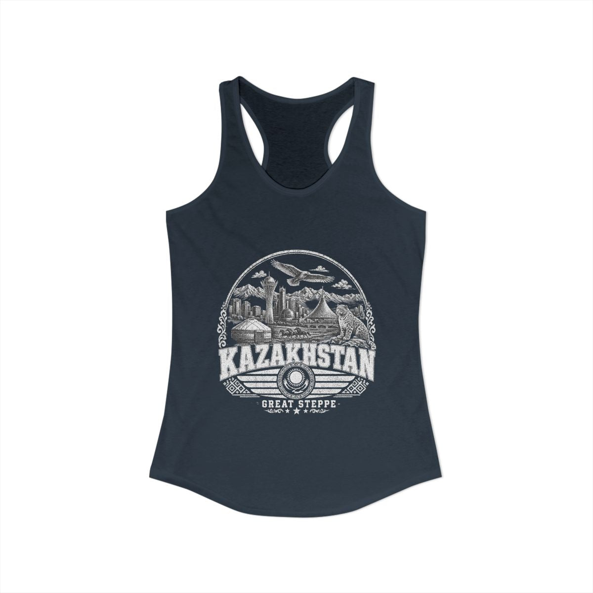 Kazakhstan Women's Tank Top — Solid Indigo (front)