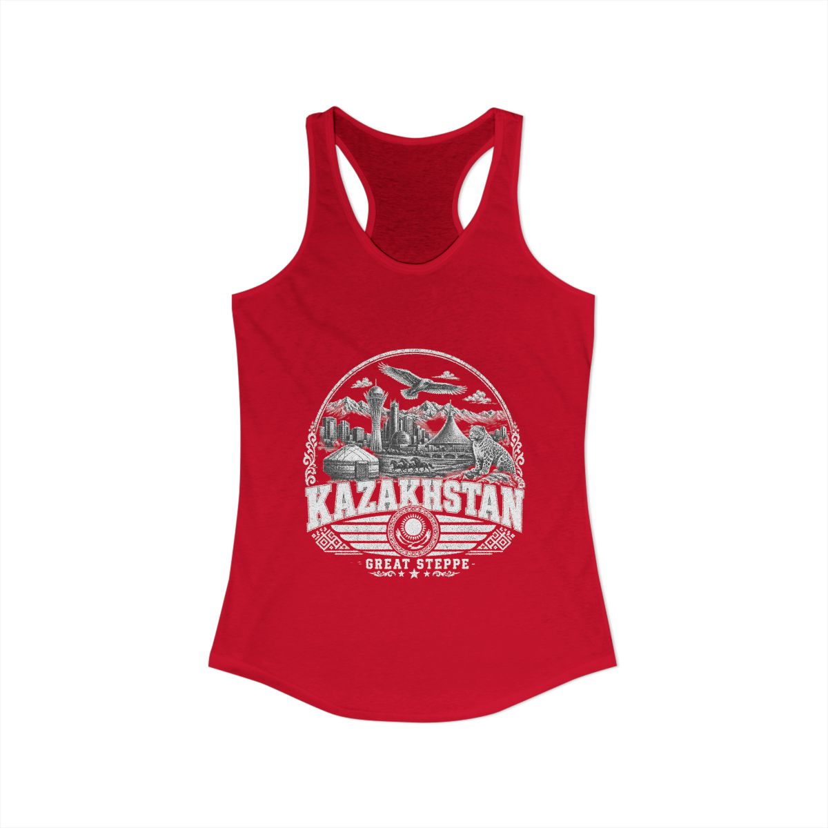 Kazakhstan Women's Tank Top — Solid Red (front)
