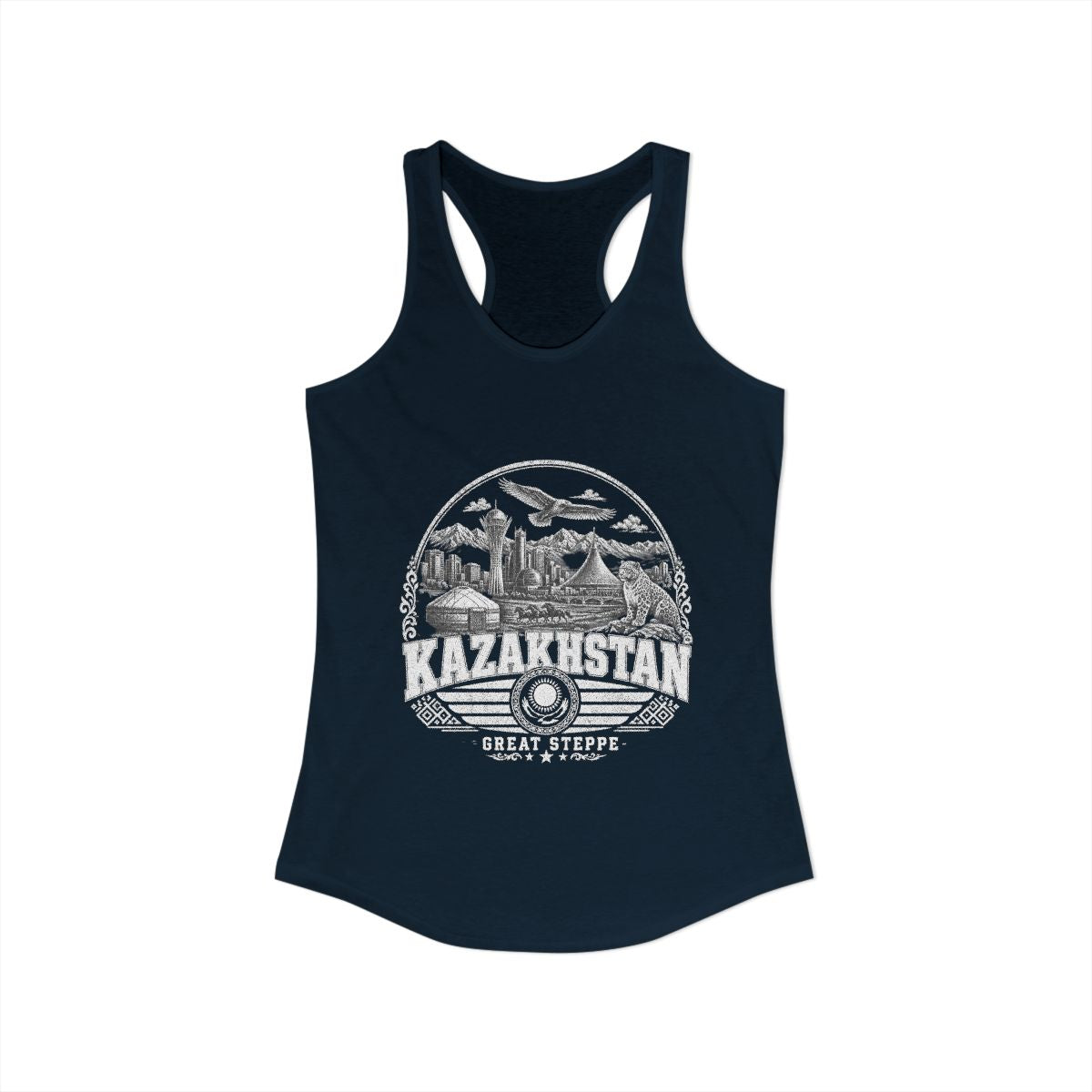 Kazakhstan Women's Tank Top — Solid Midnight Navy (front)