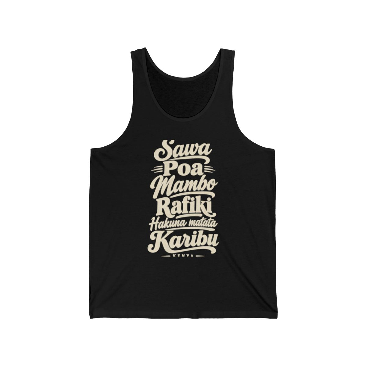 Kenya local slang men's tank top — typographic sayings design | Nameshi Destinations (view 3)
