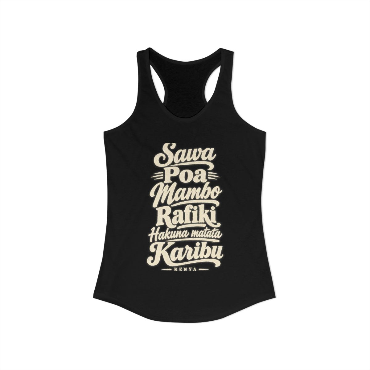 Kenya local slang women's tank top — typographic sayings design | Nameshi Destinations (view 1)