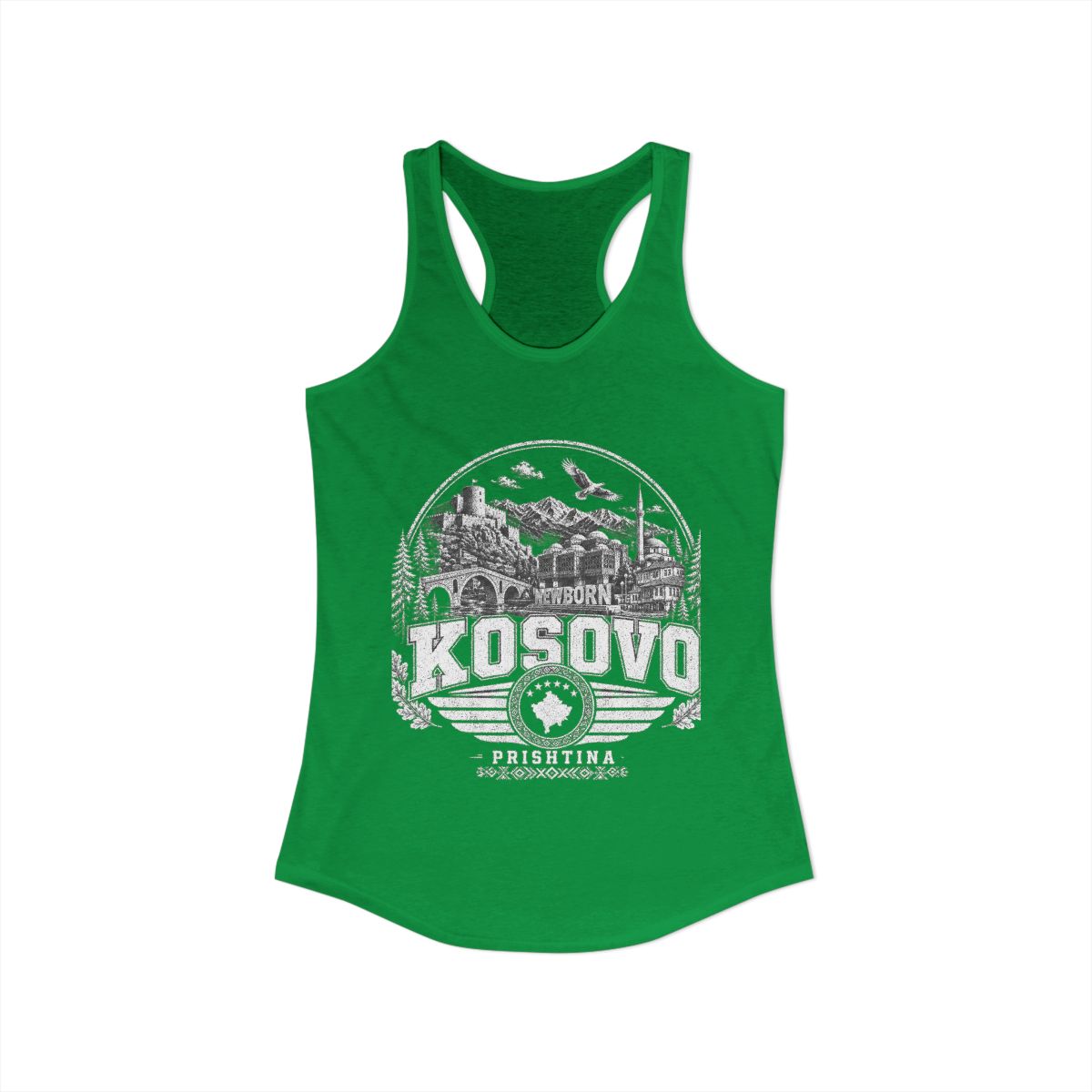 Kosovo Women's Tank Top — Solid Kelly Green (front)