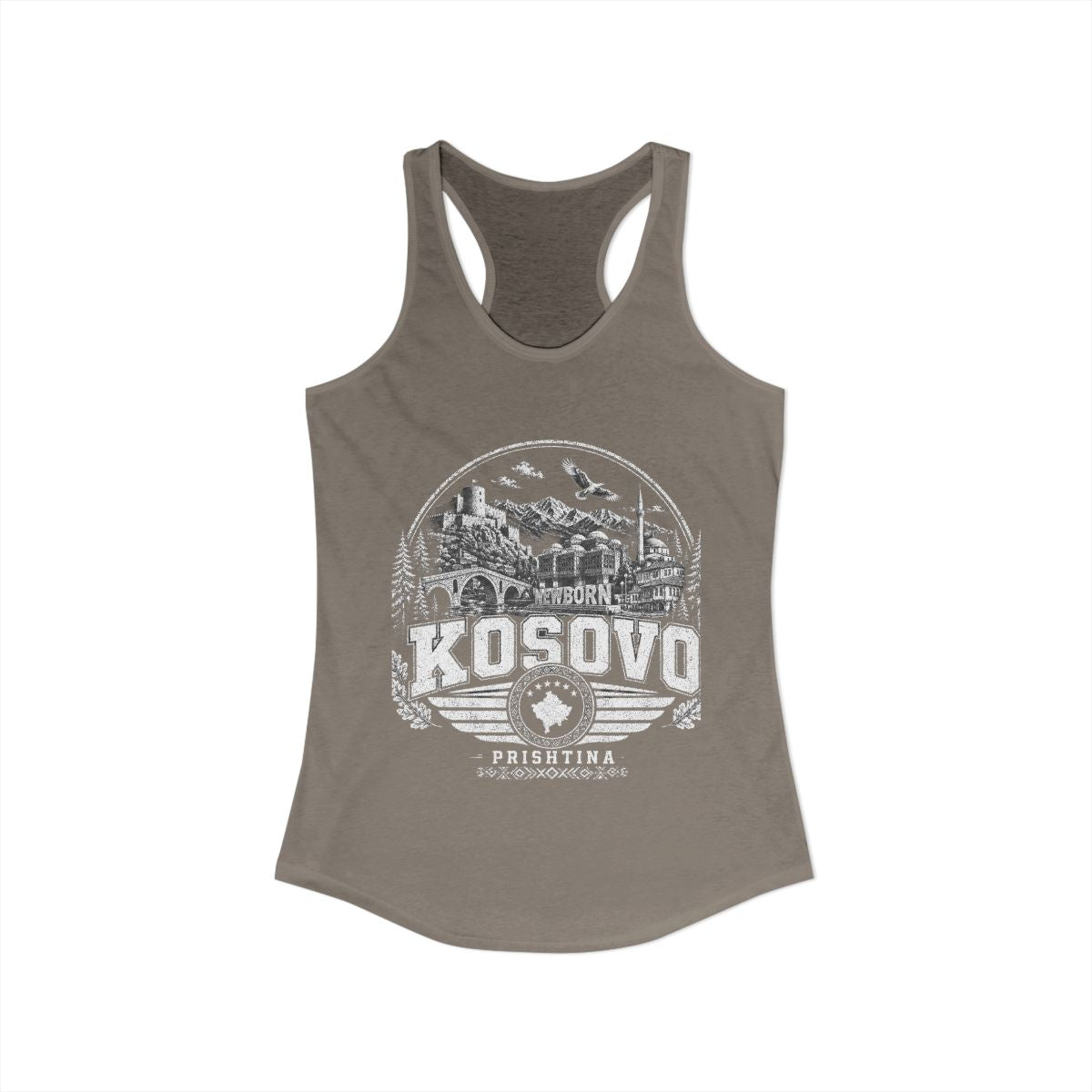 Kosovo Women's Tank Top — Solid Warm Gray (front)