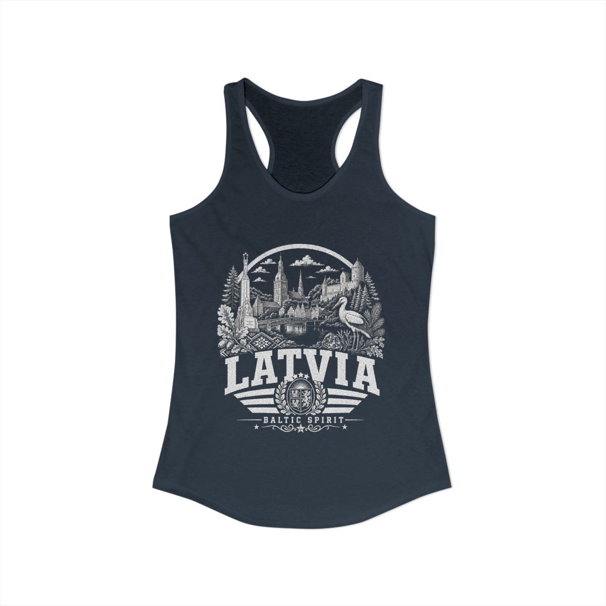 Latvia Women's Tank Top — Solid Indigo (front)