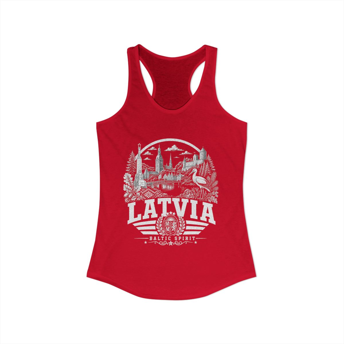 Latvia Women's Tank Top — Solid Red (front)