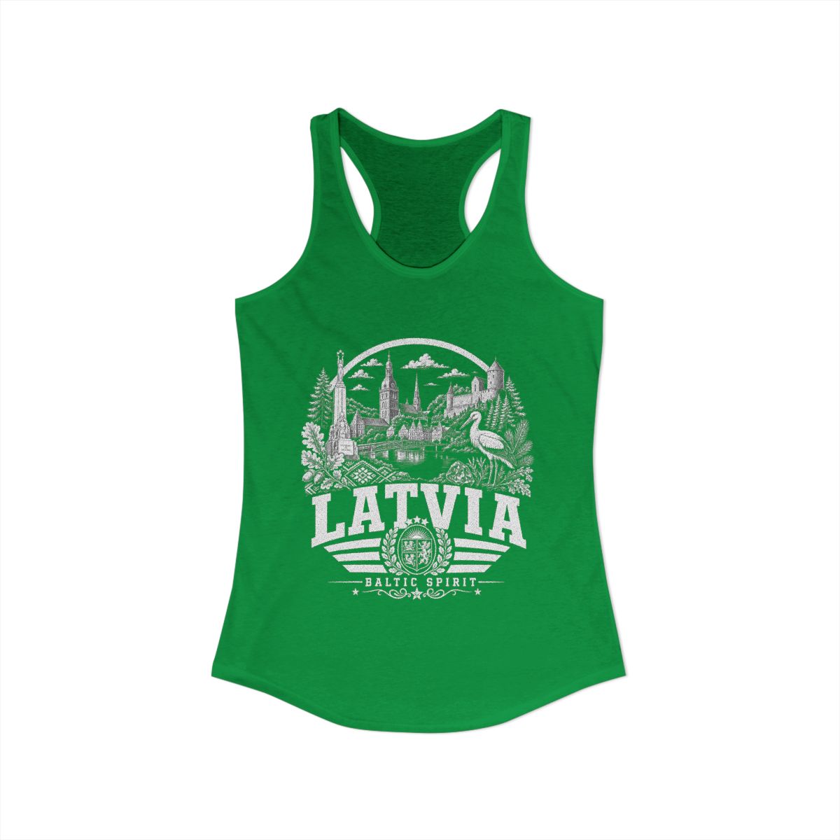 Latvia Women's Tank Top — Solid Kelly Green (front)