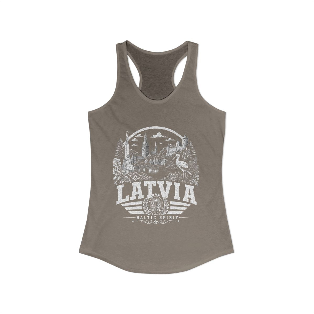 Latvia Women's Tank Top — Solid Warm Gray (front)