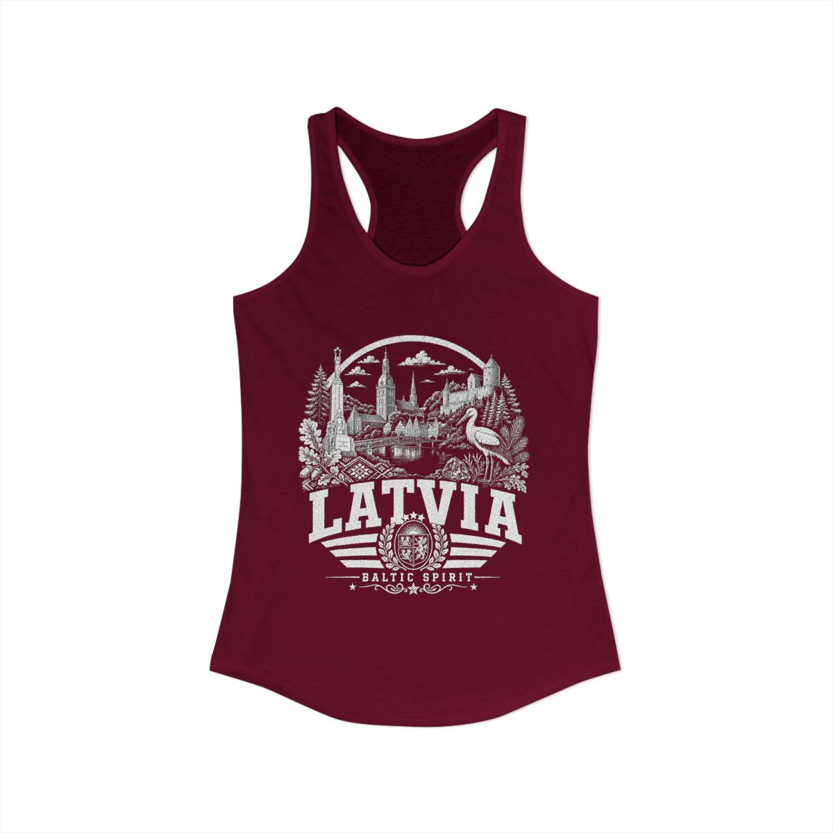 Latvia Women's Tank Top — Solid Cardinal Red (front)