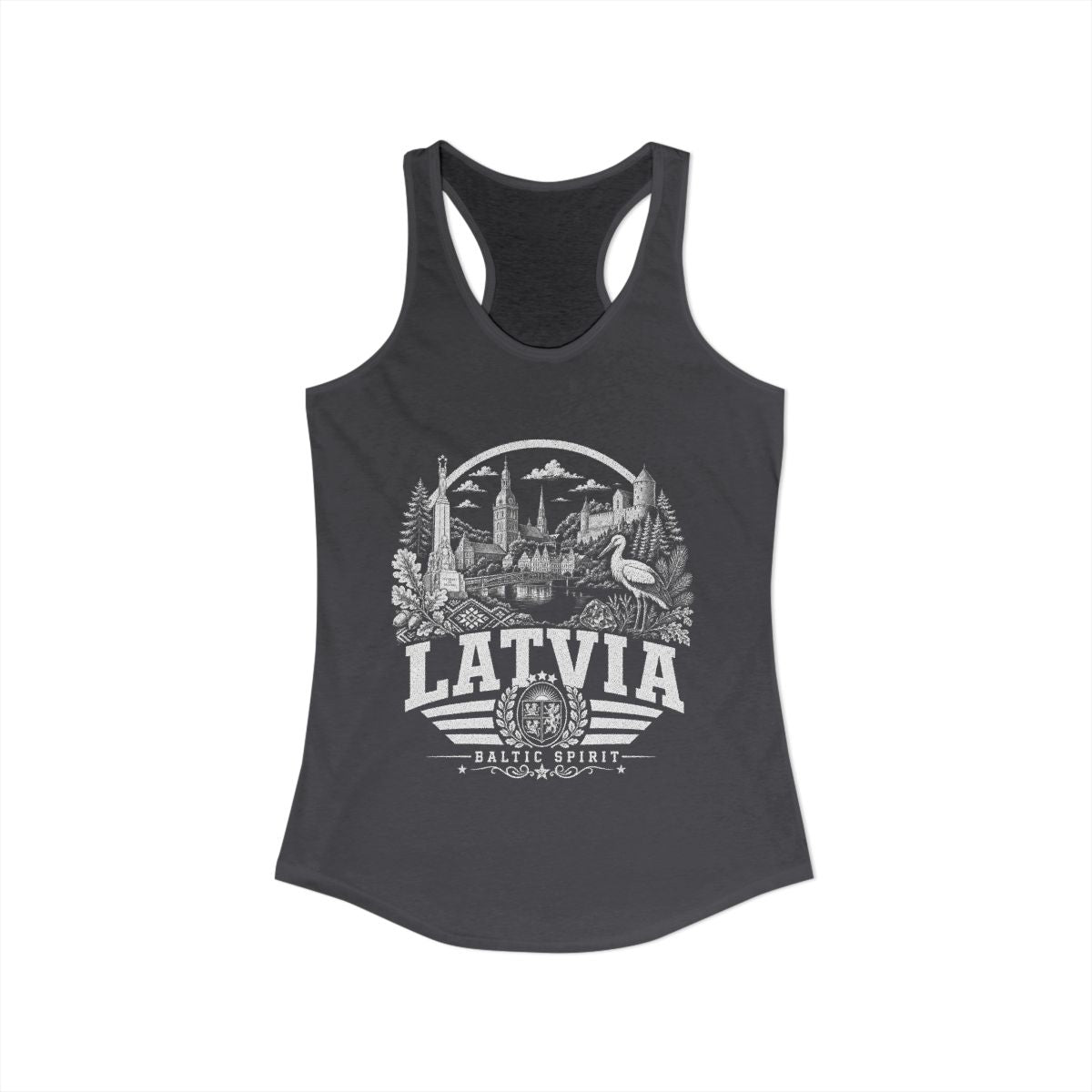Latvia Women's Tank Top — Solid Dark Gray (front)