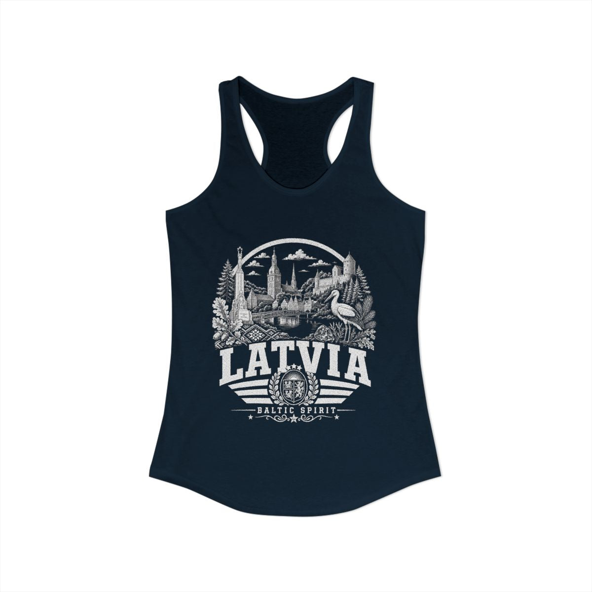 Latvia Women's Tank Top — Solid Midnight Navy (front)