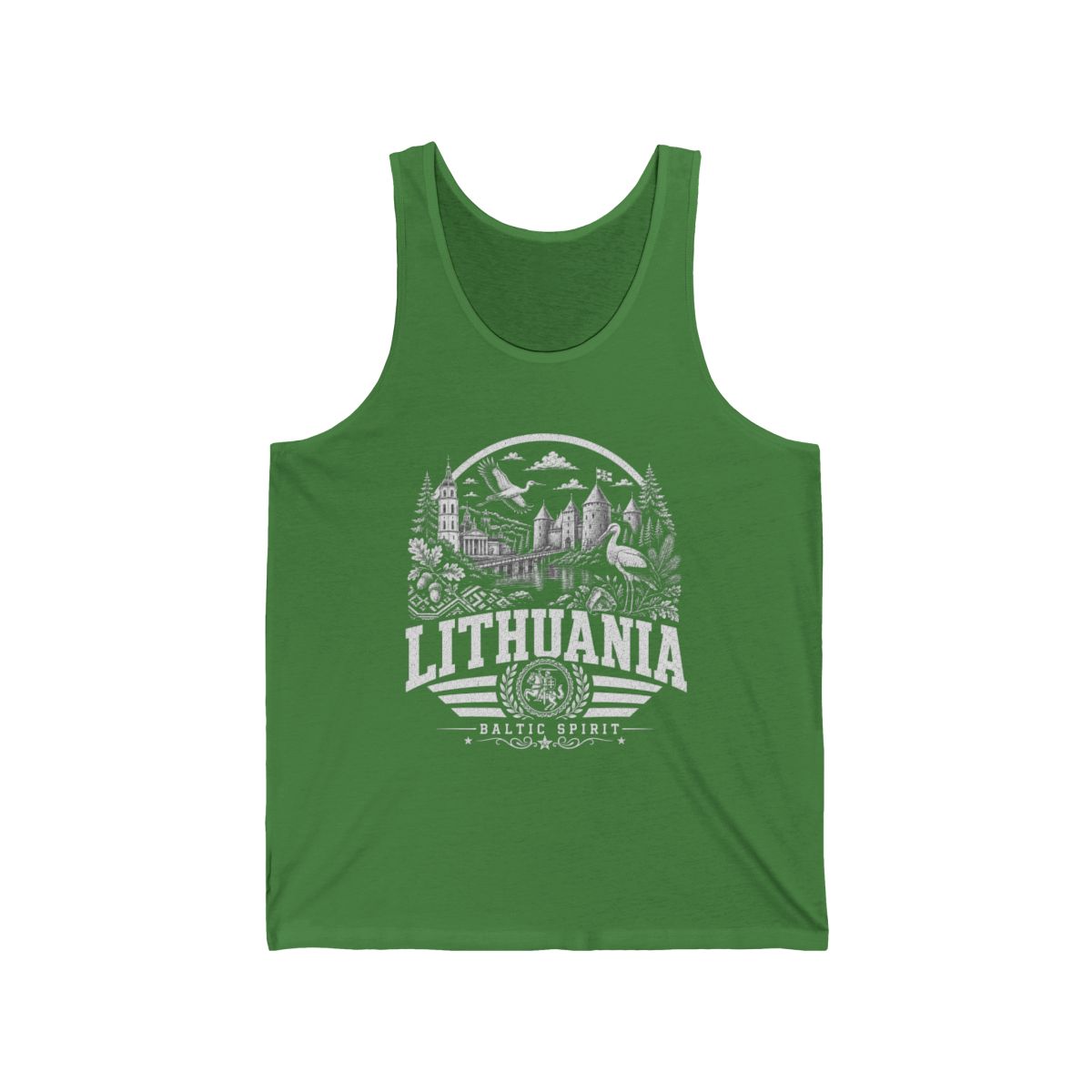 Lithuania vintage landmarks men's tank top — iconic landmark design | Nameshi Destinations (view 9)
