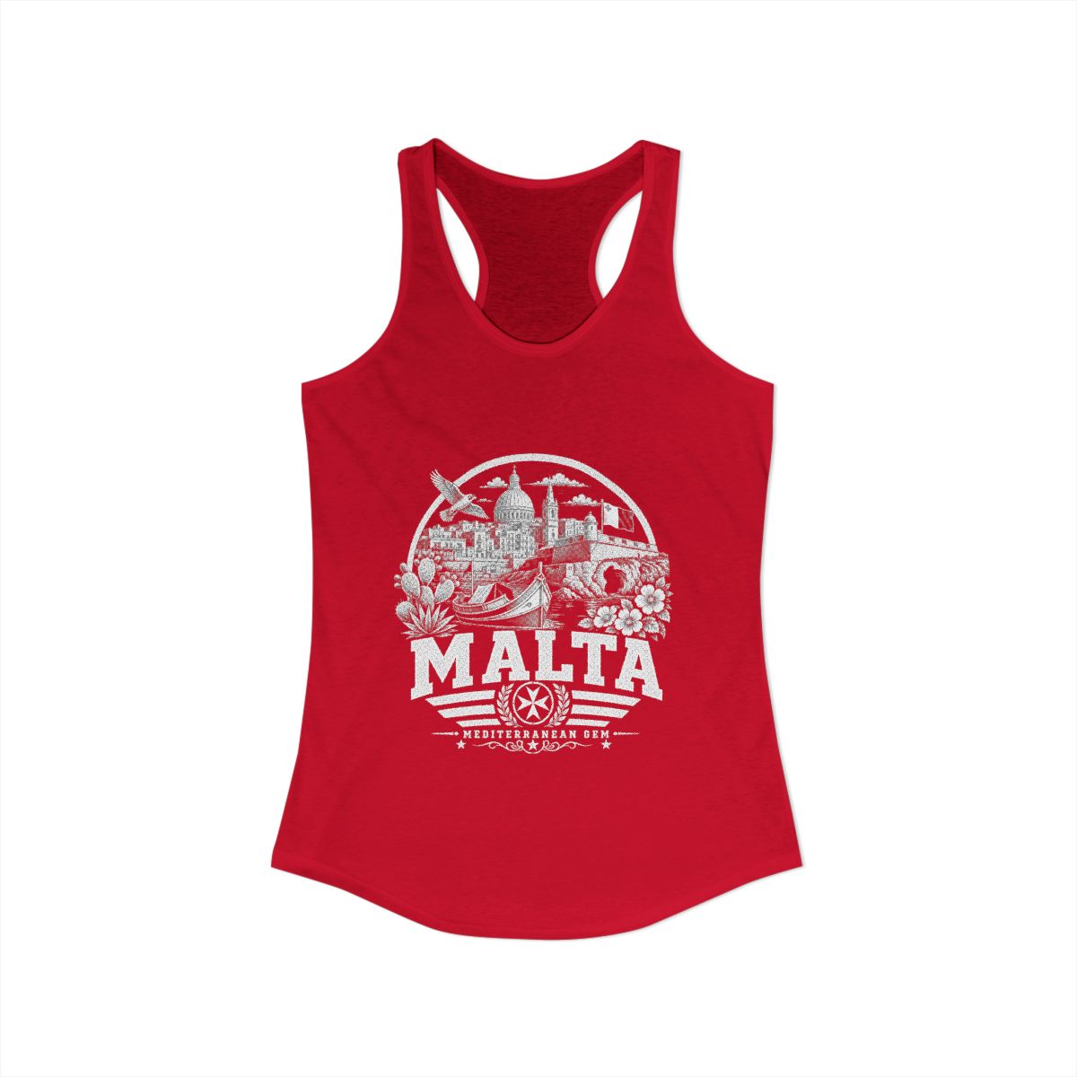 Malta Women's Tank Top — Solid Red (front)