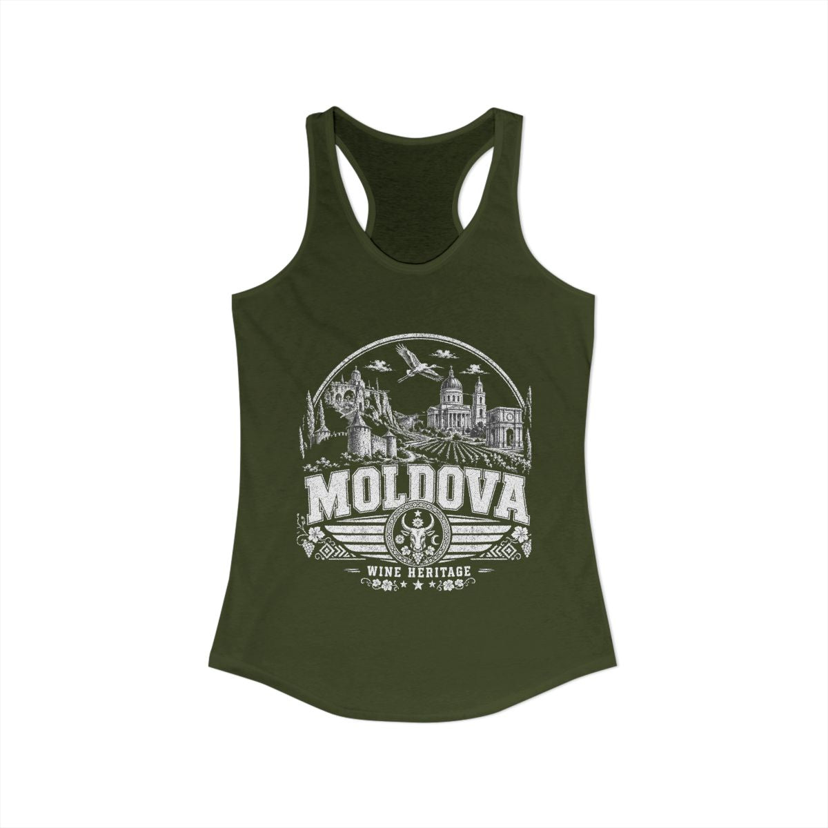 Moldova Women's Tank Top — Solid Military Green (front)