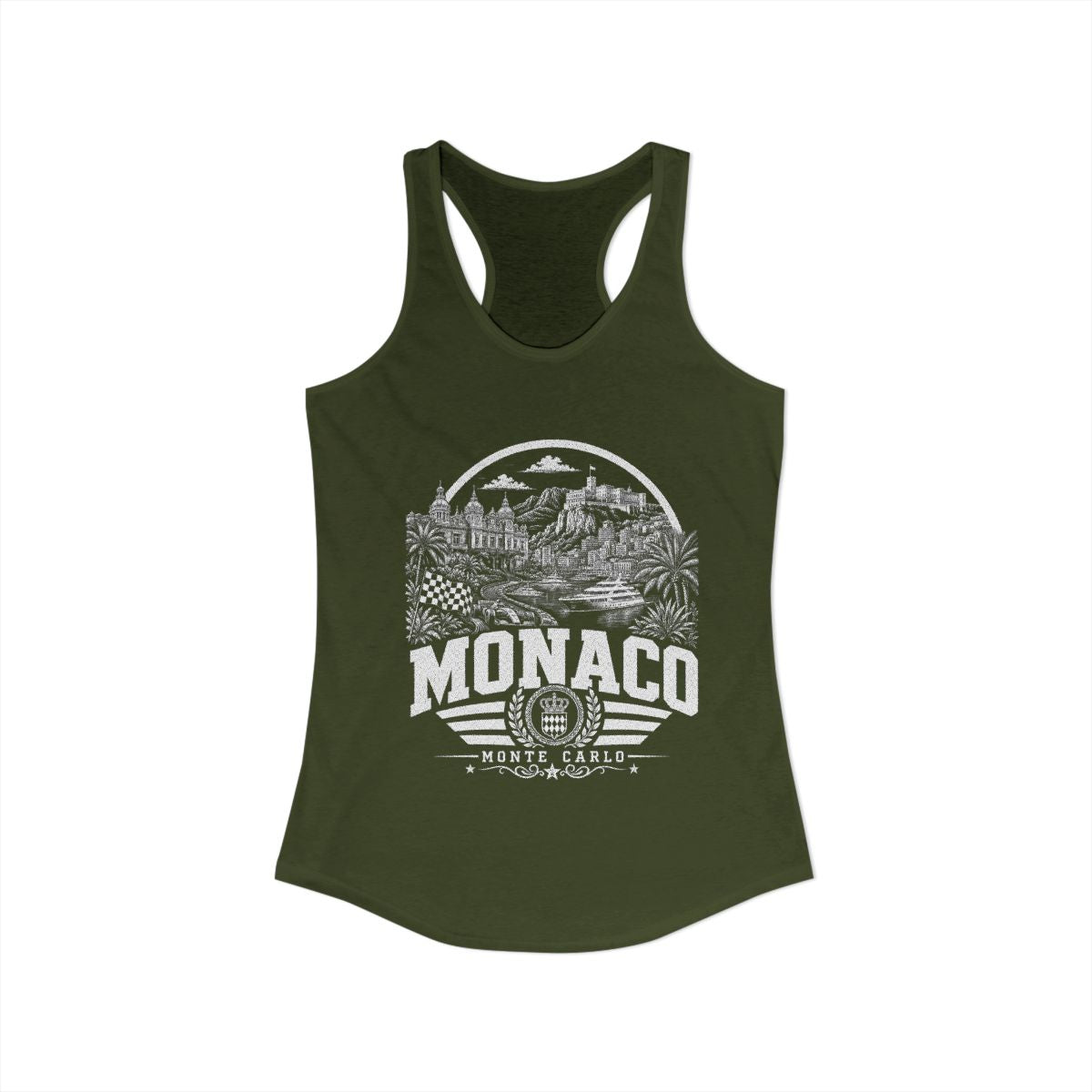 Monaco Women's Tank Top — Solid Military Green (front)