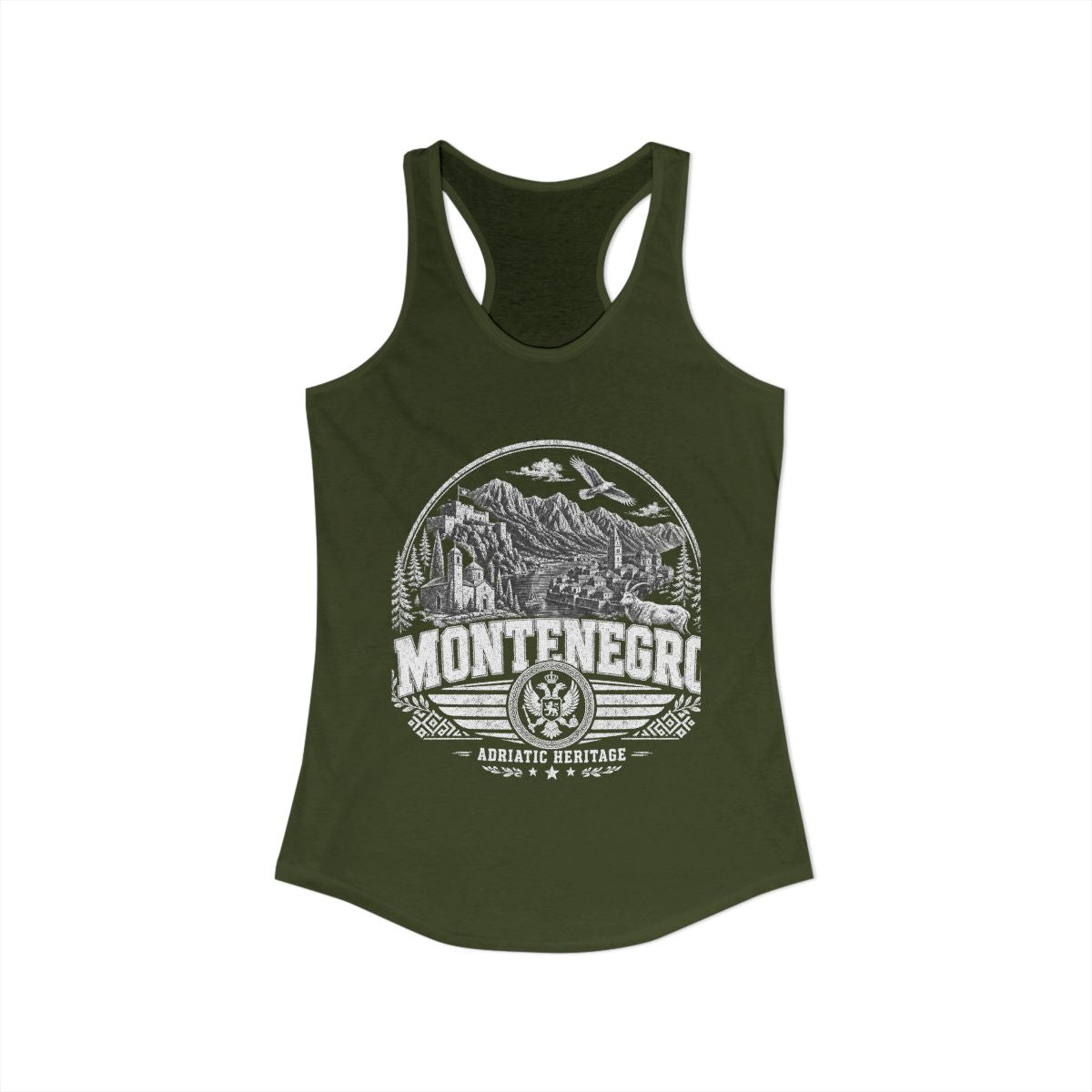 Montenegro vintage landmarks tank top — iconic landmark design | Nameshi Destinations (view 11)