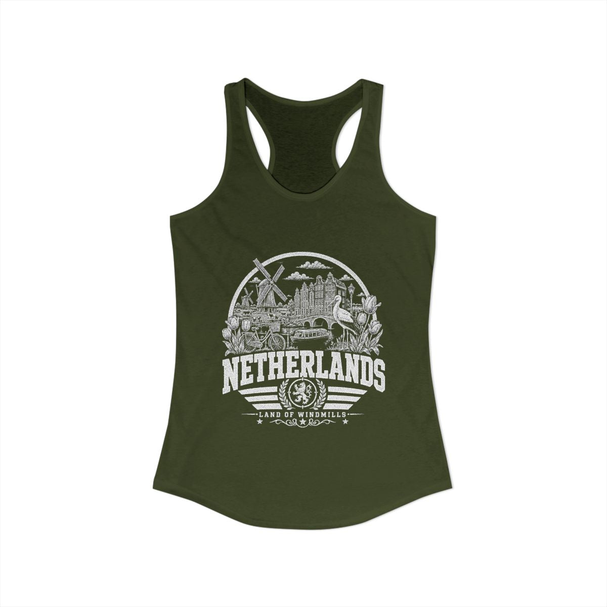 Netherlands Women's Tank Top — Solid Military Green (front)
