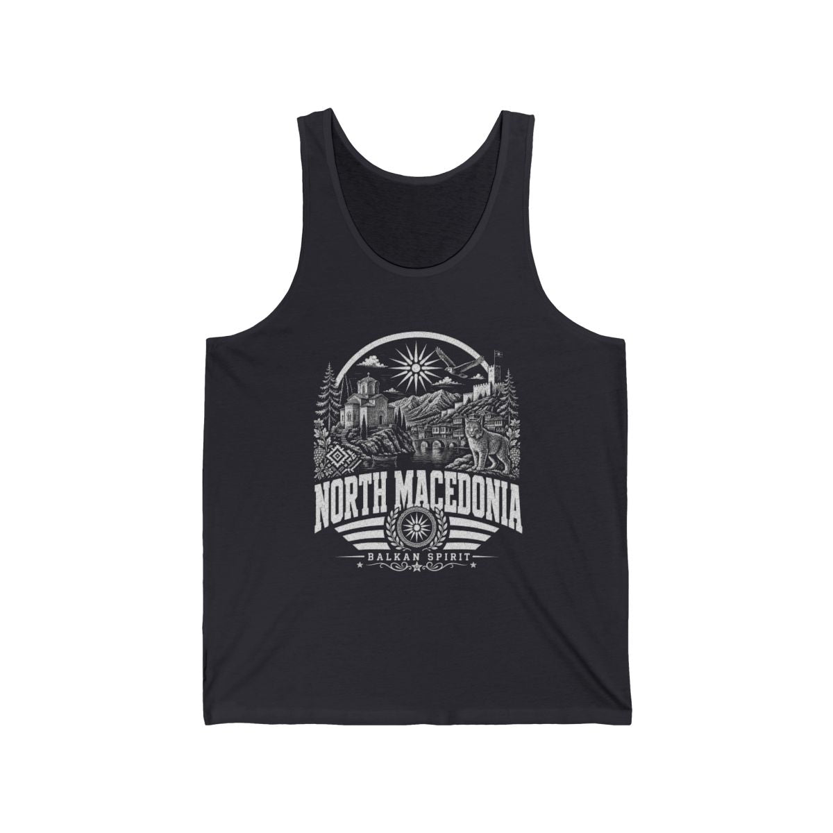 North Macedonia Men's Tank Top — Dark Grey (front)