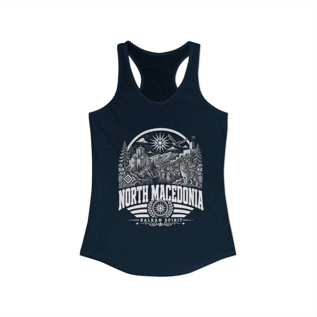 North Macedonia Women's Tank Top — Solid Midnight Navy (front)