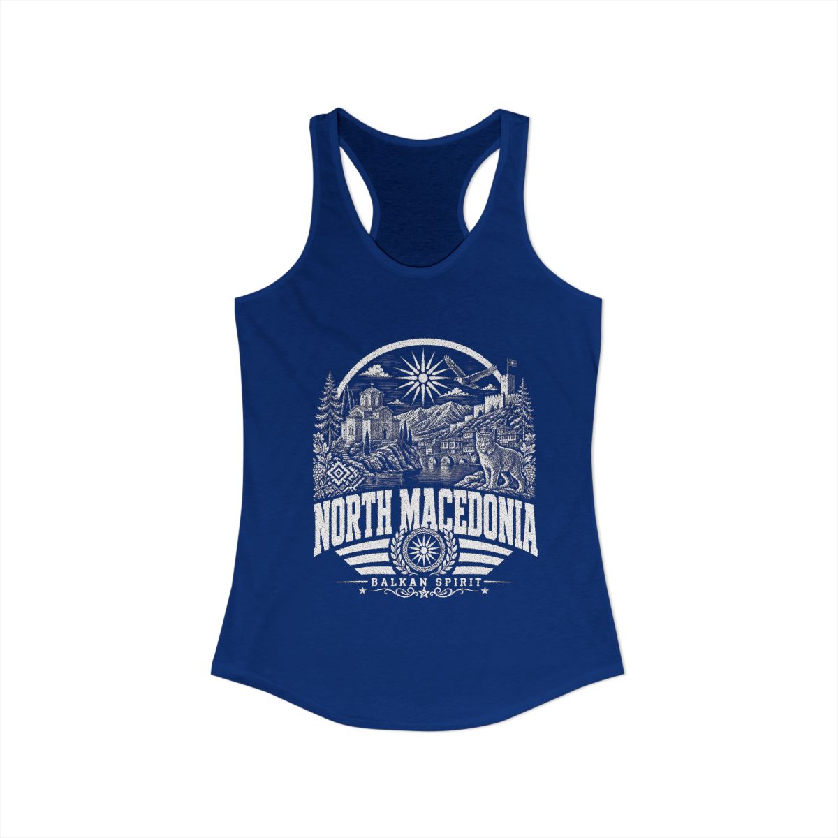 North Macedonia Women's Tank Top — Solid Royal (front)