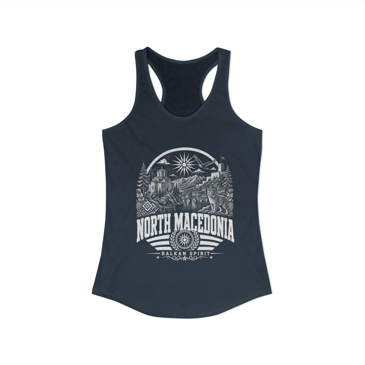 North Macedonia Women's Tank Top — Solid Indigo (front)