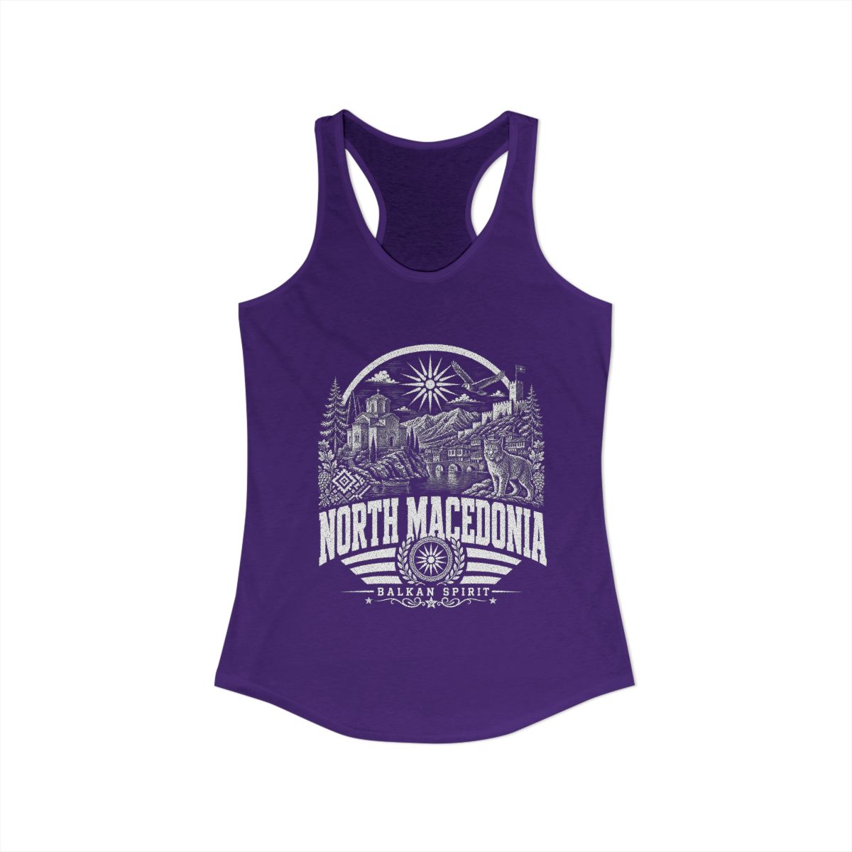 North Macedonia Women's Tank Top — Solid Purple Rush (front)