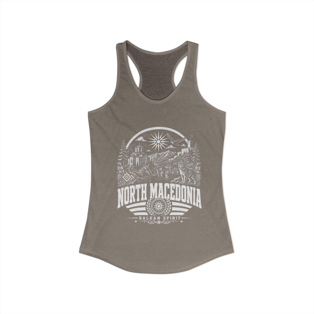 North Macedonia Women's Tank Top — Solid Warm Gray (front)
