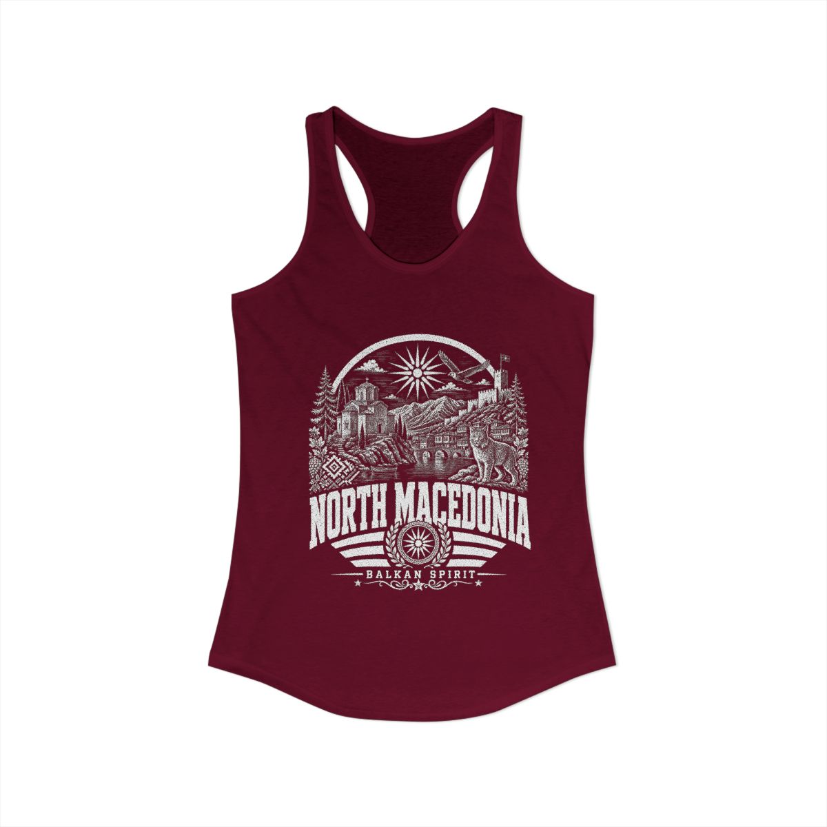 North Macedonia Women's Tank Top — Solid Cardinal Red (front)