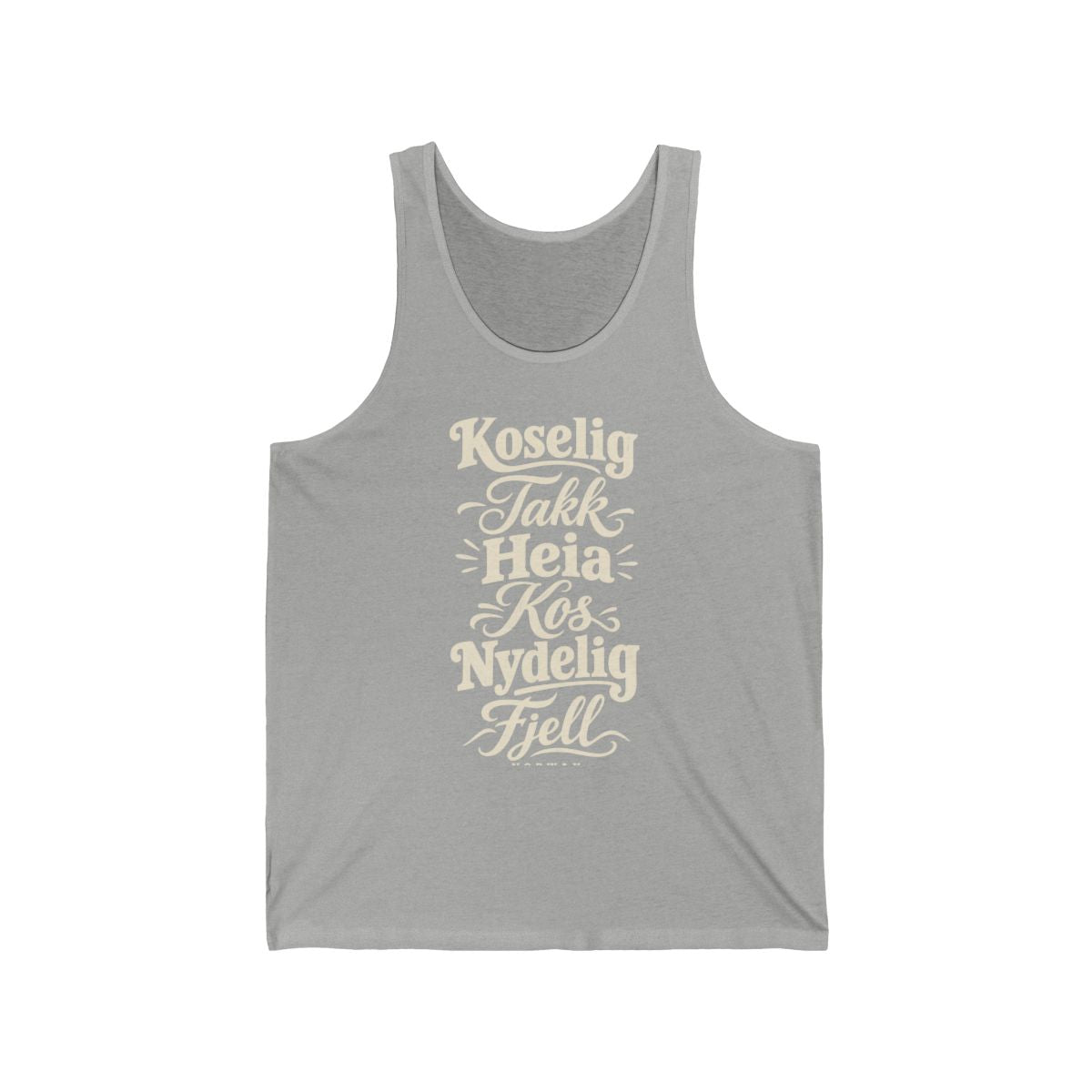 Norway local slang men's tank top — typographic sayings design | Nameshi Destinations (view 1)
