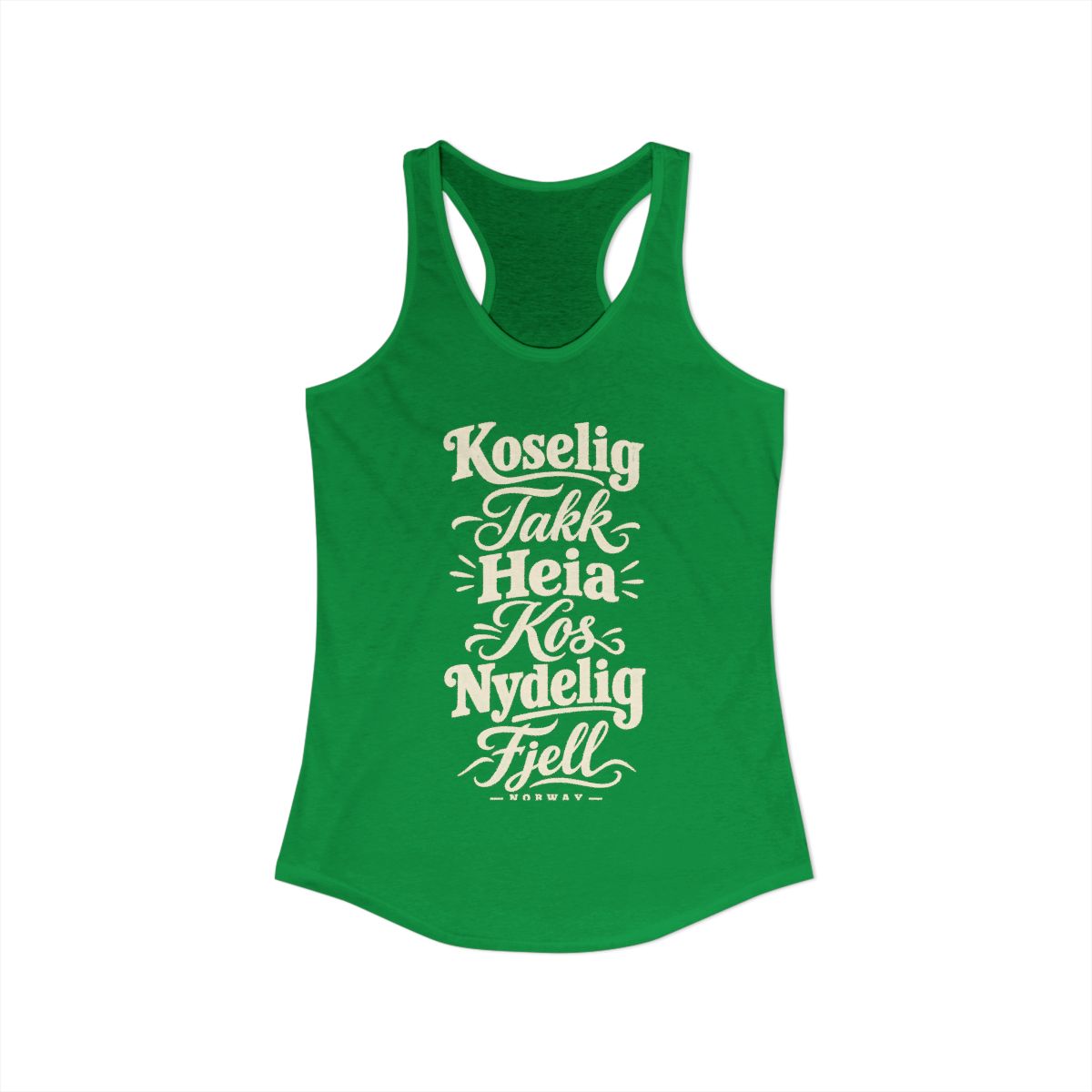 Norway local slang women's tank top — typographic sayings design | Nameshi Destinations (view 7)