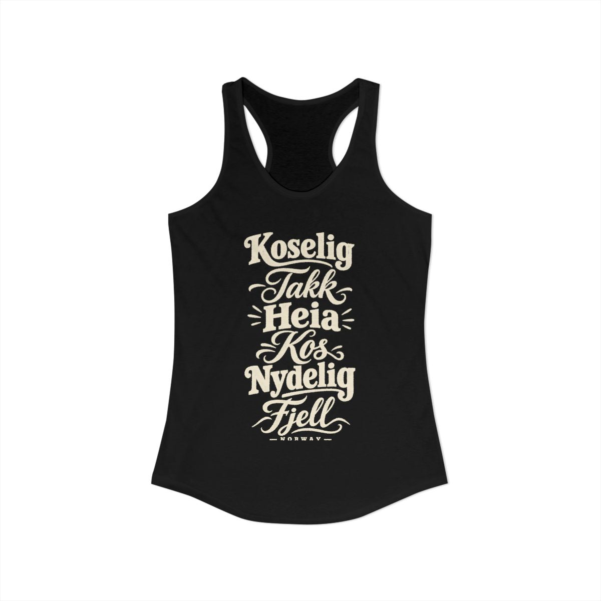 Norway local slang women's tank top — typographic sayings design | Nameshi Destinations (view 1)