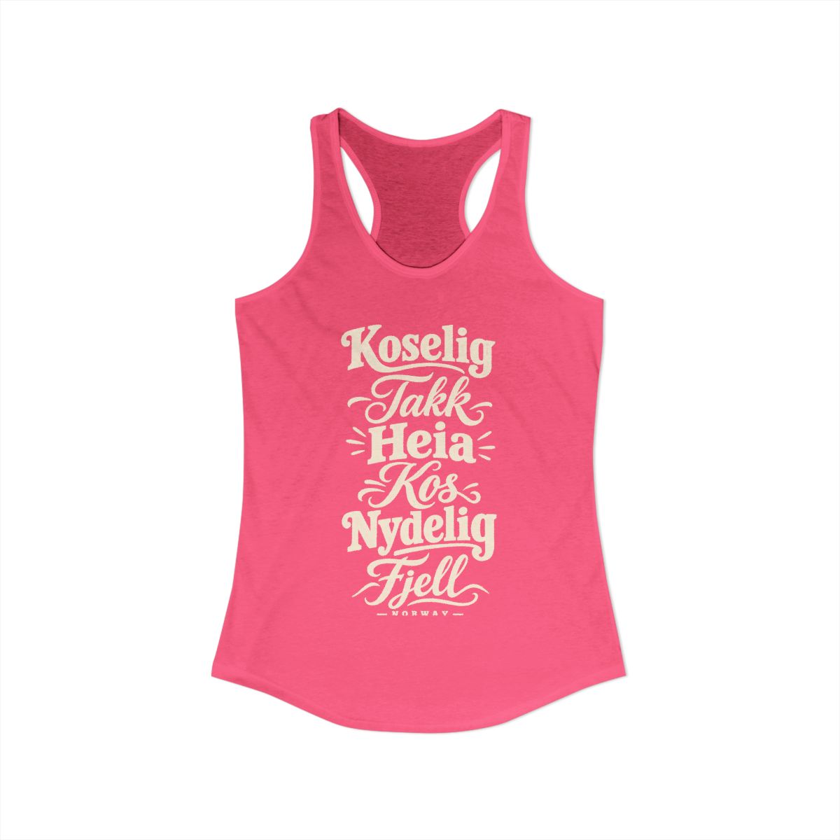 Norway local slang women's tank top — typographic sayings design | Nameshi Destinations (view 3)