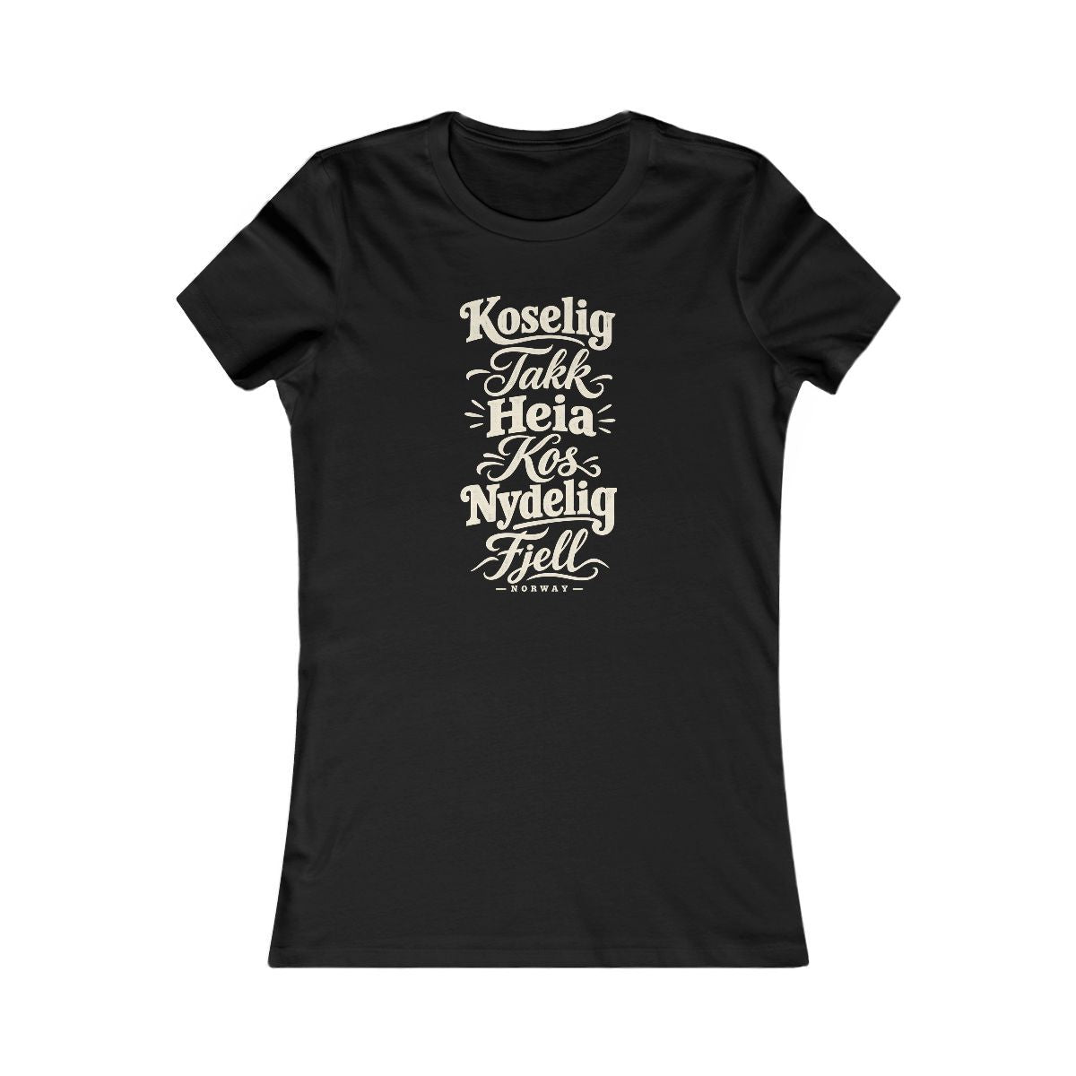 Norway local slang women's tee — typographic sayings design | Nameshi Destinations (view 1)