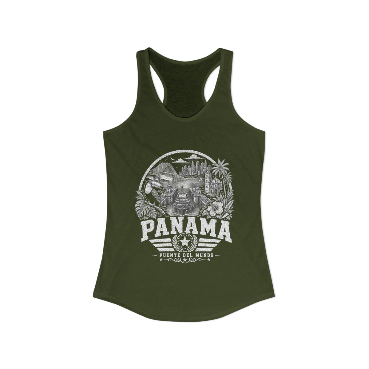 Panama Women's Tank Top — Solid Military Green (front)