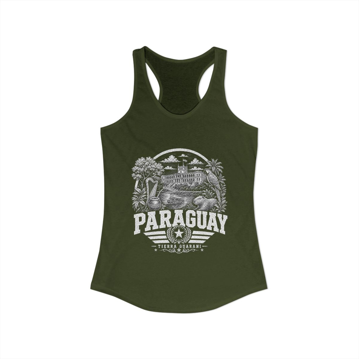 Paraguay Women's Tank Top — Solid Military Green (front)