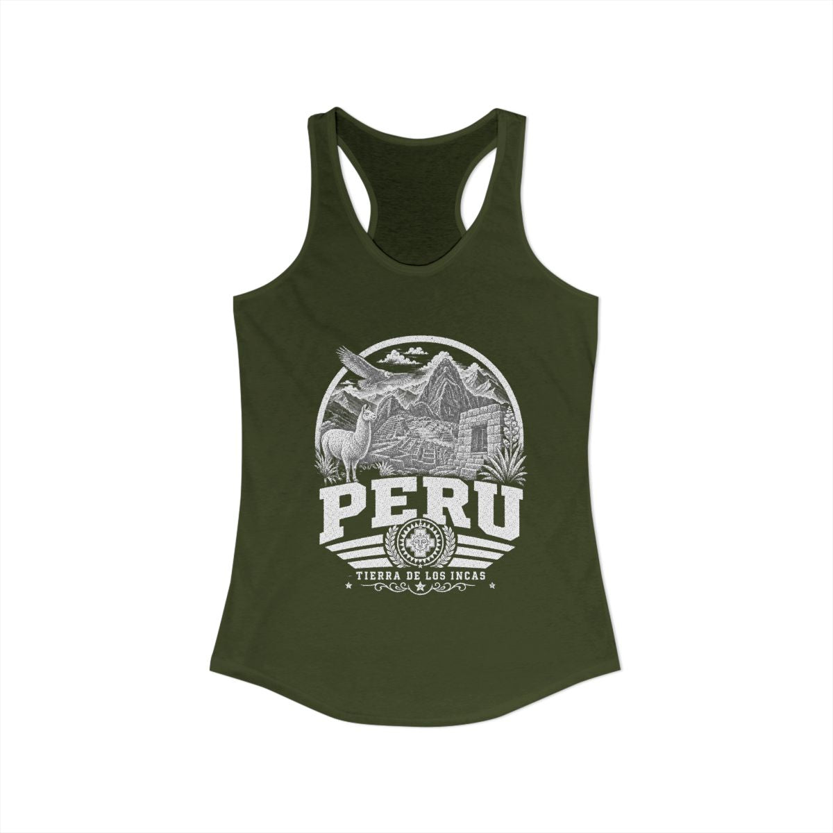 Peru Women's Tank Top — Solid Military Green (front)