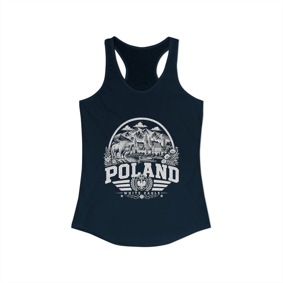Poland Women's Tank Top — Solid Midnight Navy (front)