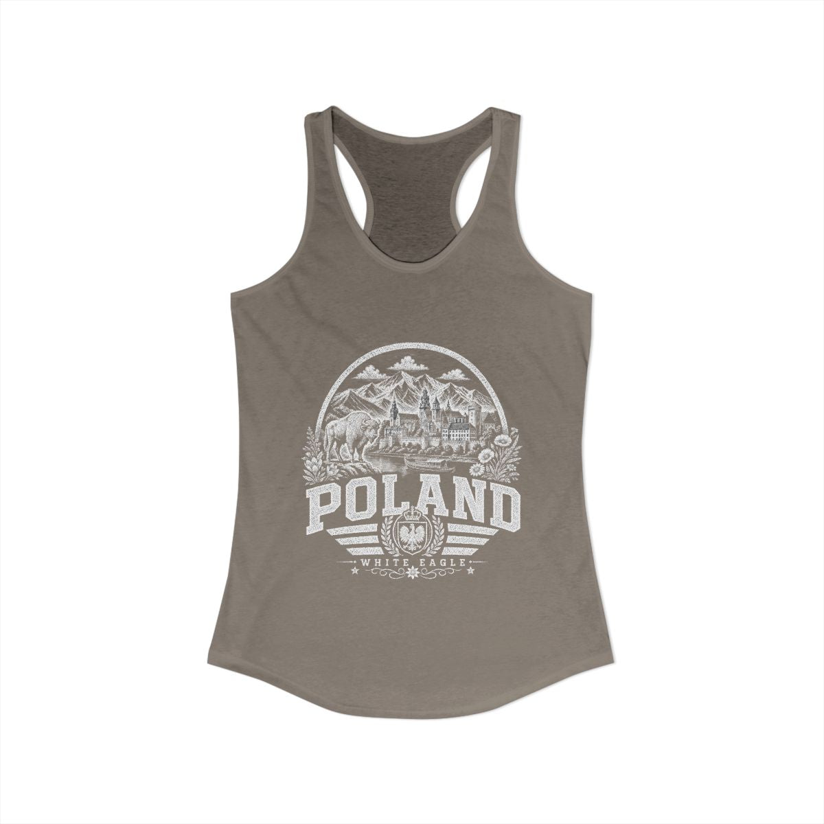 Poland Women's Tank Top — Solid Warm Gray (front)