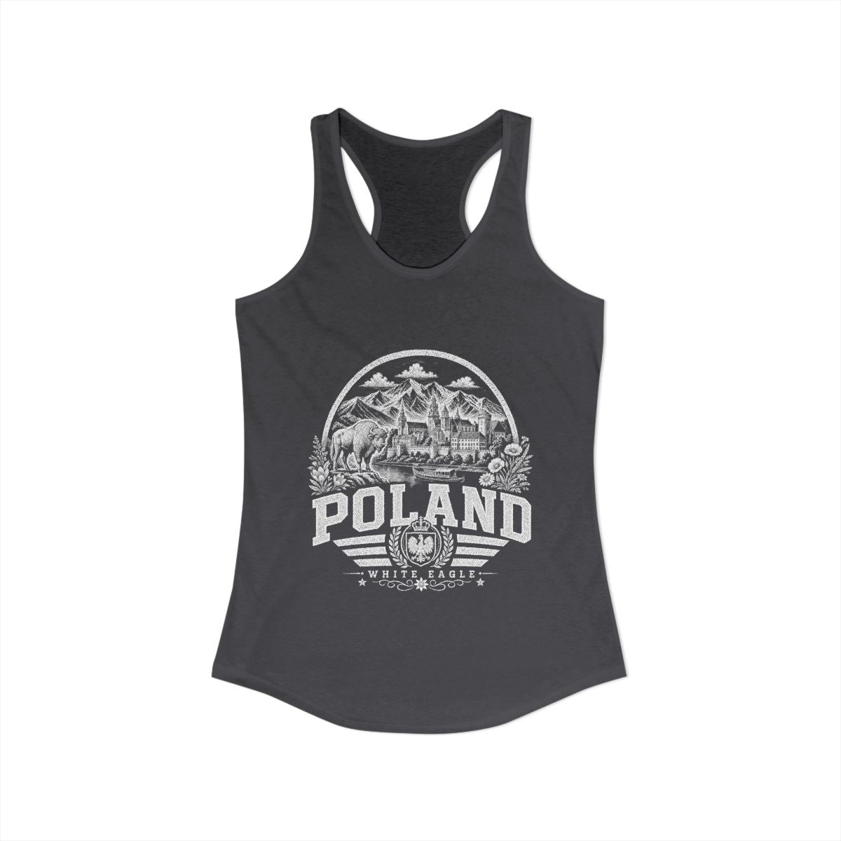 Poland Women's Tank Top — Solid Dark Gray (front)