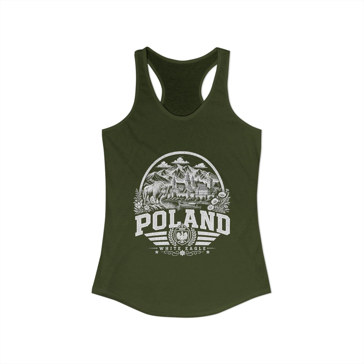 Poland Women's Tank Top — Solid Military Green (front)