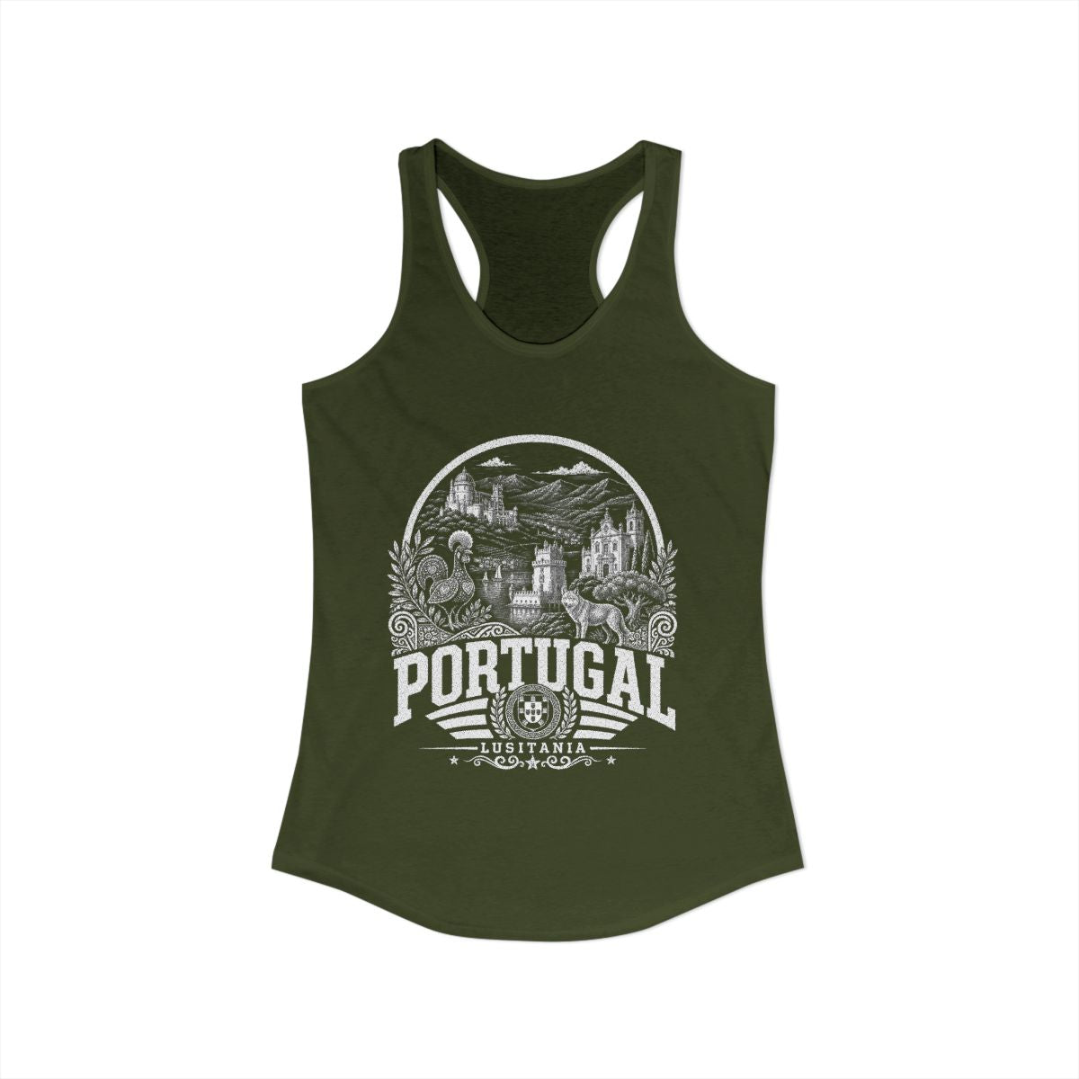 Portugal Women's Tank Top — Solid Military Green (front)