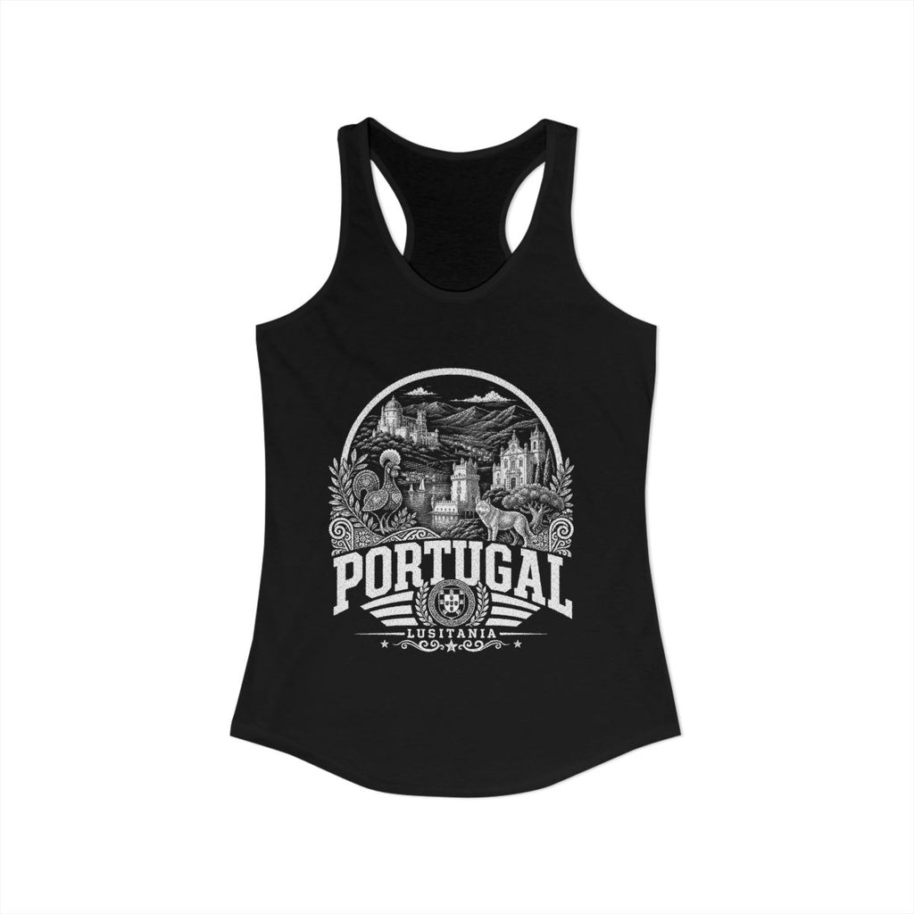 Portugal Women's Tank Top — Solid Black (front)