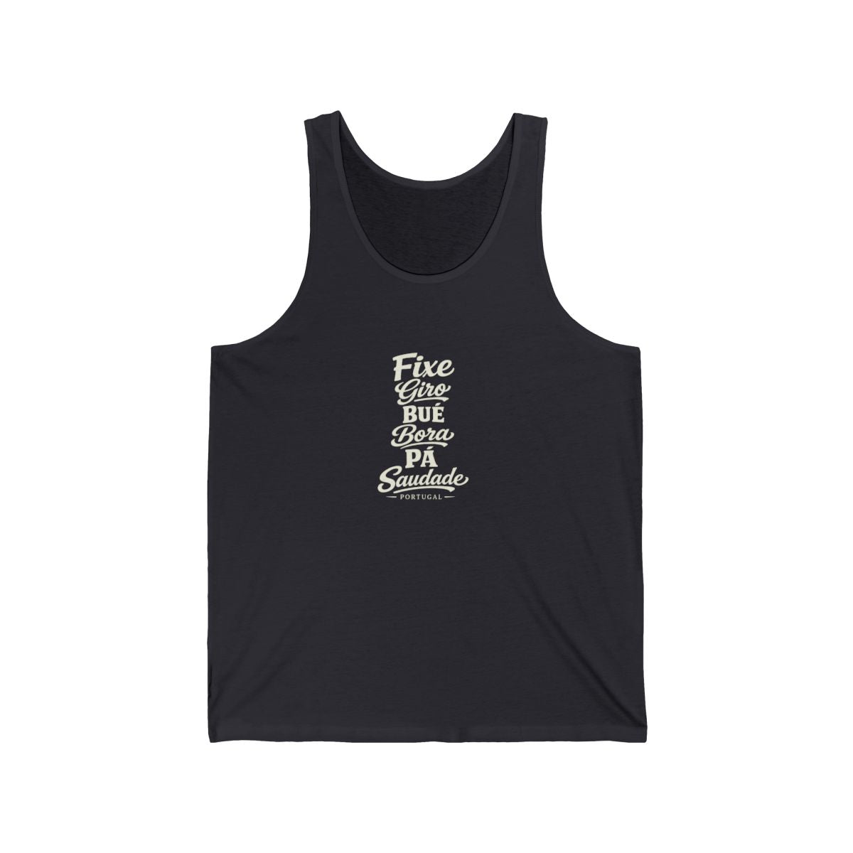 Portugal local slang men's tank top — typographic sayings design | Nameshi Destinations (view 5)