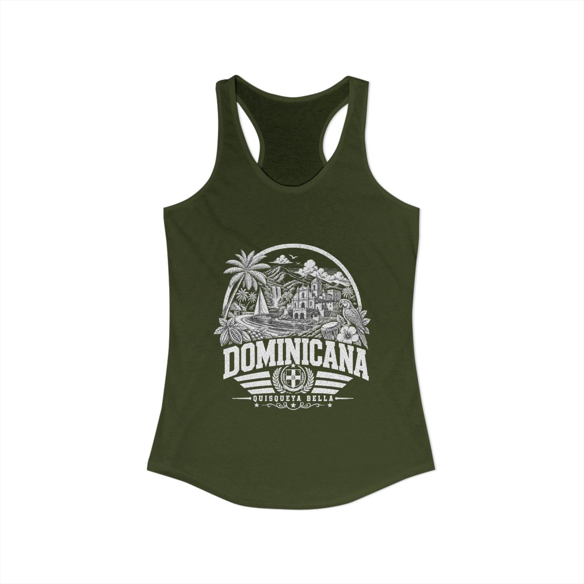 Republica Dominicana Women's Tank Top — Solid Military Green (front)