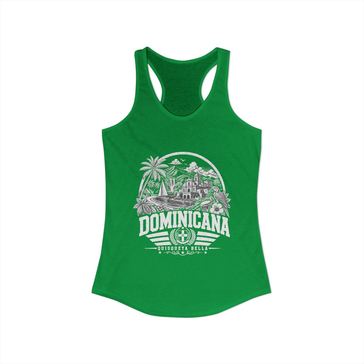 Republica Dominicana Women's Tank Top — Solid Kelly Green (front)