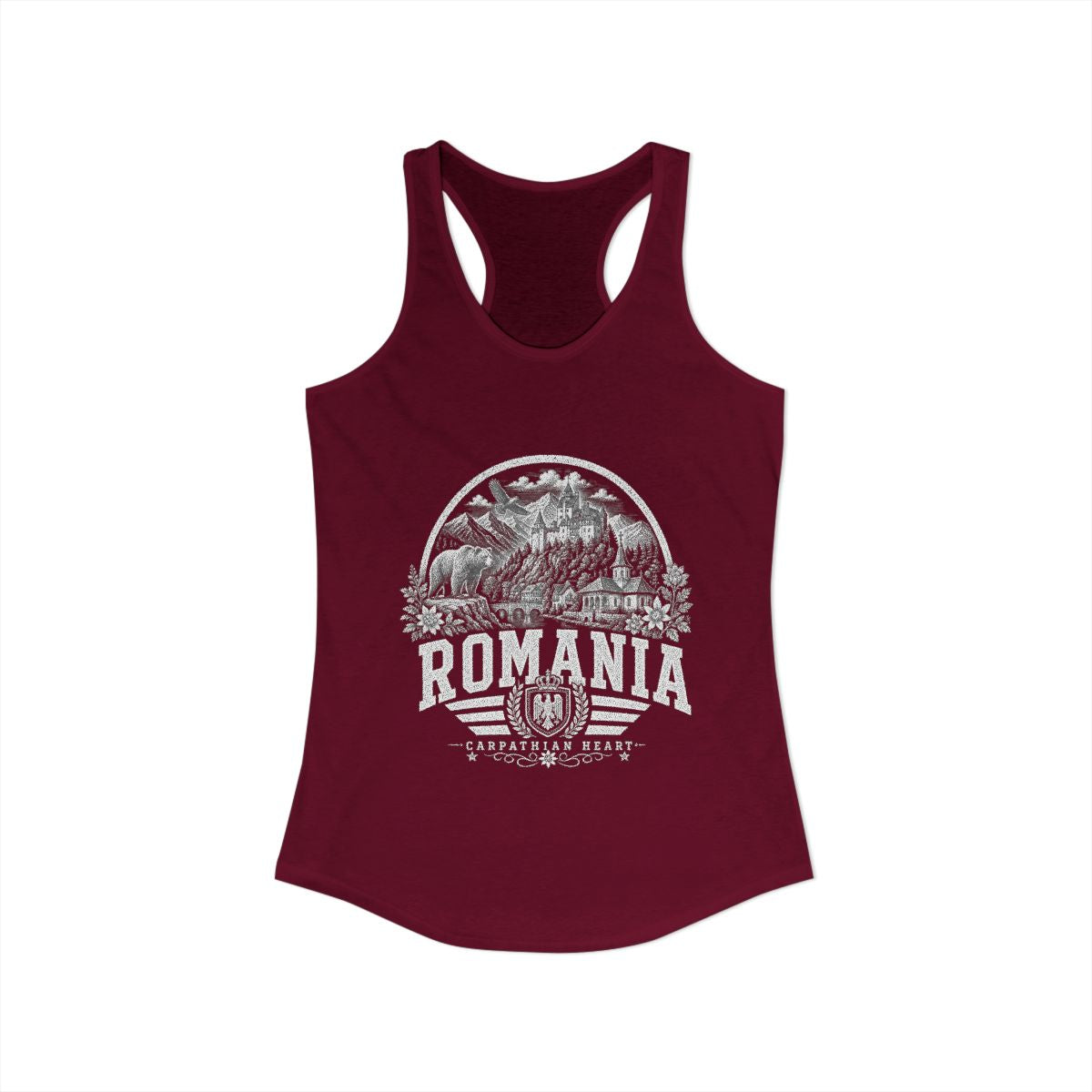 Romania Women's Tank Top — Solid Cardinal Red (front)