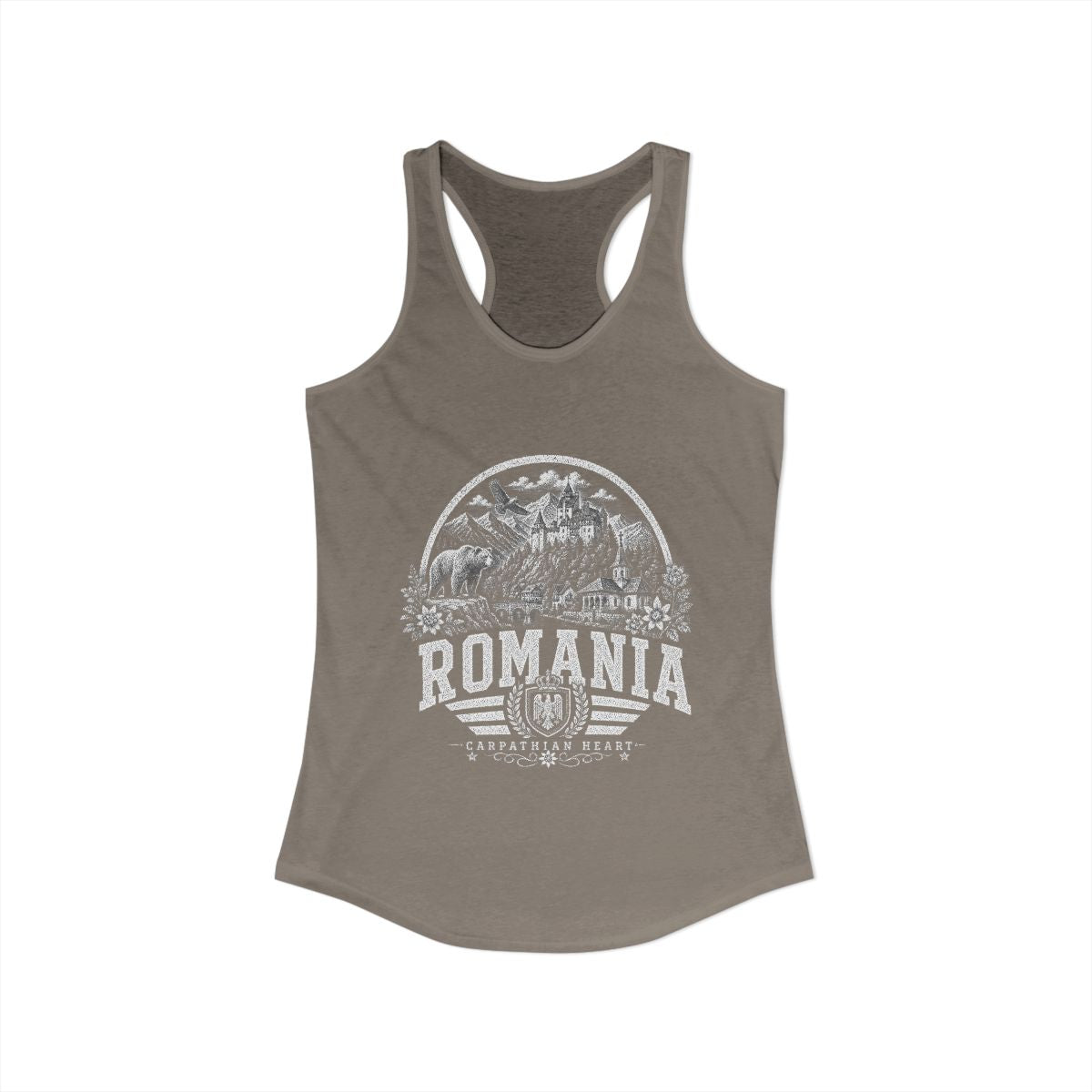 Romania Women's Tank Top — Solid Warm Gray (front)