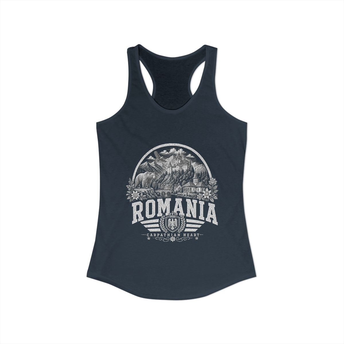 Romania Women's Tank Top — Solid Indigo (front)