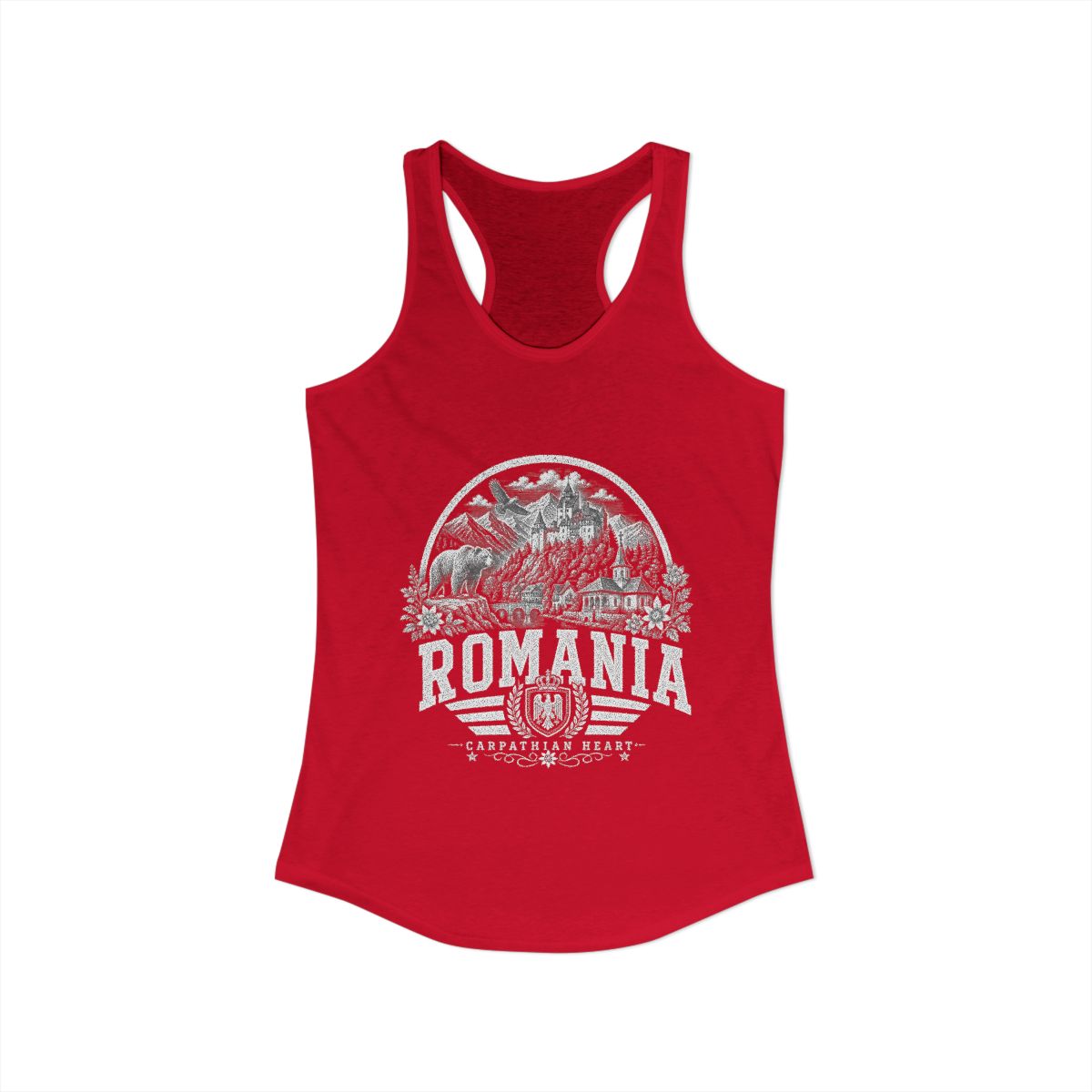 Romania Women's Tank Top — Solid Red (front)