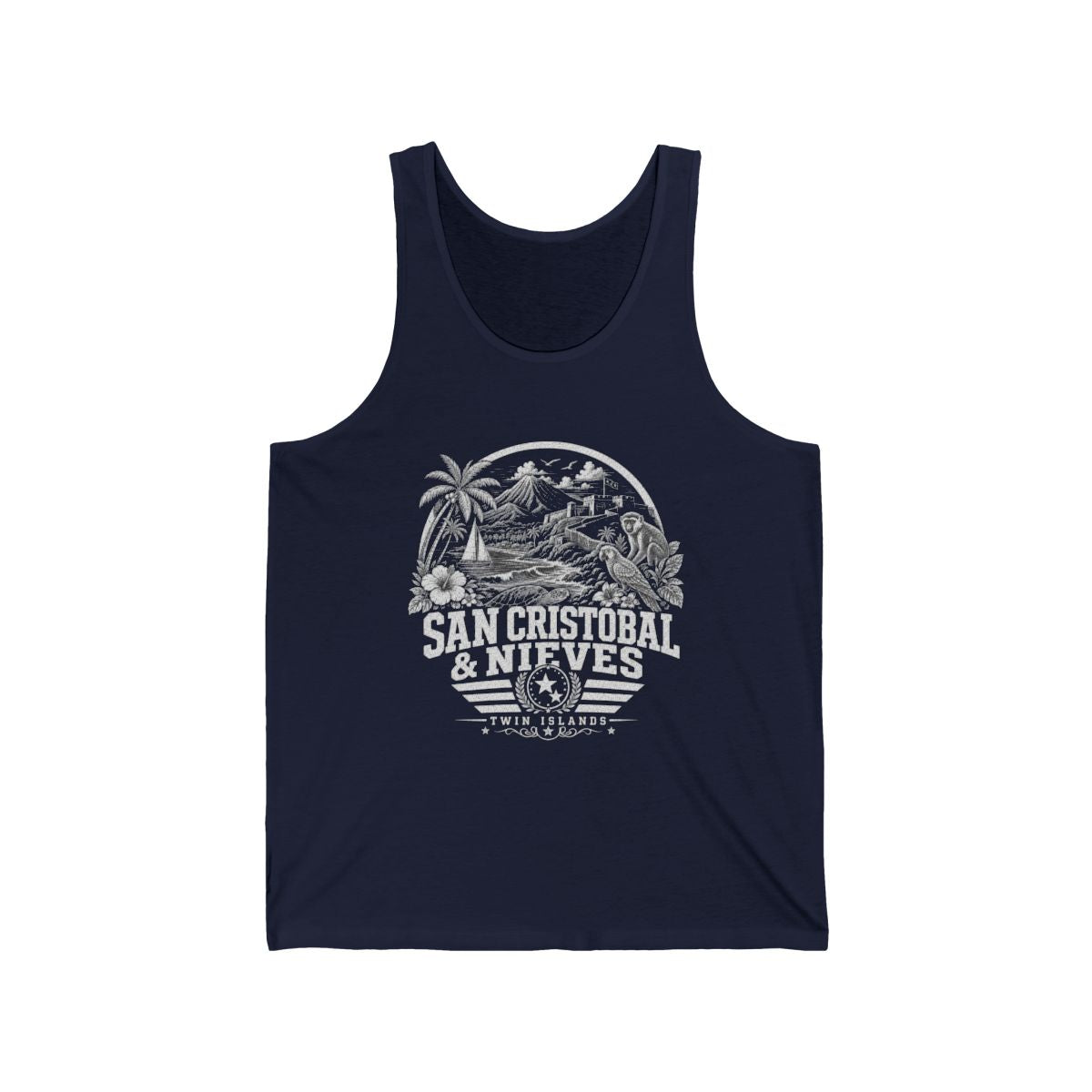 San Cristóbal y Nieves Men's Tank Top — Navy (front)