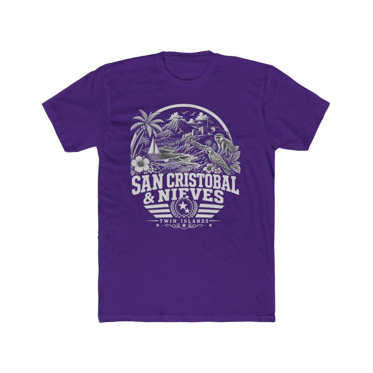 San Cristóbal y Nieves Men's Tee — Solid Purple Rush